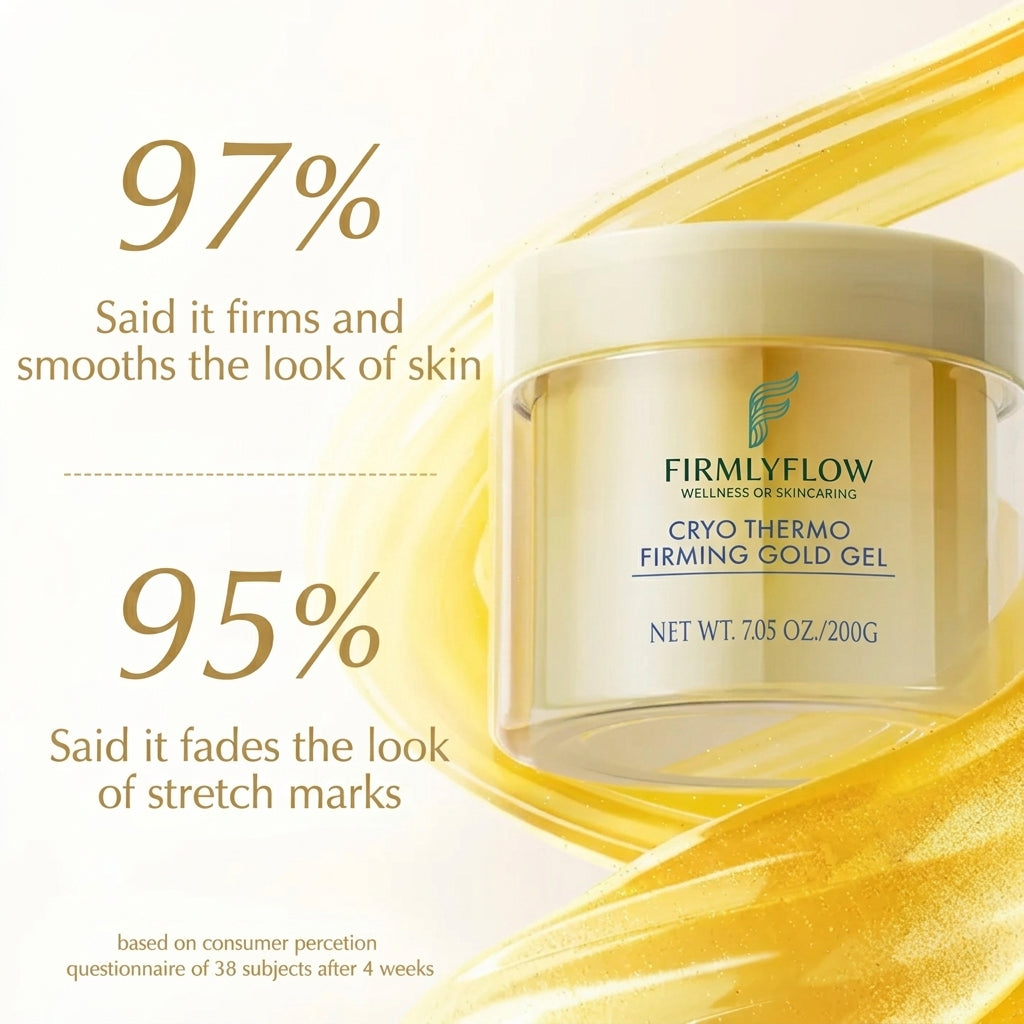 Firmlyflow™ 15-Day Fast-Acting Anti Cellulite Sculpting & Tightening Burn Gold Massage Cream | Cryo Thermo Firming Gold Gel for Belly Thigh But & Arm| WELLENESS，Refreshing Formula | Unisex Body Contouring Treatment for Men & Women |7.05 Oz